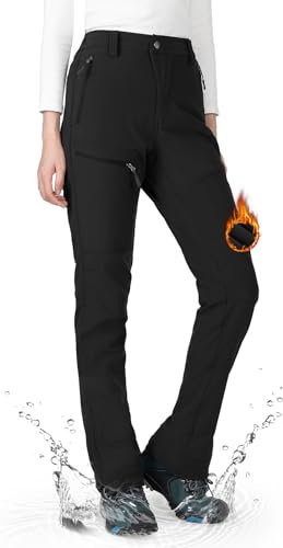 Wespornow Damen Wanderhose Wasserdicht Thermohose Gefüttert Outdoorhose Softshellhose Skihose Warm Ski Pants Women Schneehose Kletterhose Jagdhose Trekkinghose Winter Regenhose（Schwarz,XS）