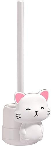 Toilet Brush and Holder Set for Bathroom, Cute Cat Toilet Brush Flexible Toilet Bowl Brush Head, Compact Size for Storage and Organization