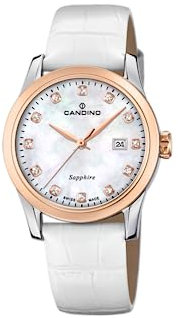 Candino Uhr Für Damen C4737/1 Lady Elegance Multi Edelstahl Case WeißLeder Band