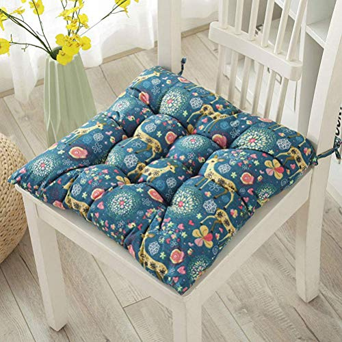 Stuhlkissen, Gartenstuhl-Sitzkissen mit Bändern, wasserabweisend, dick, hochwertig gepolstert, Stuhl-Sitzpolster, viele Farben, für Zuhause, bunte Sitzpolster, reines Baumwollmaterial (2er, 4, 6er-Pac