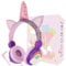 Soosooly Kids Rainbow Headphones with Microphone for School,Unicorns Gifts for Girls Children Birthday,On Over Ear Wired Headset with 3.5mm Jack/HD Sound/Kindle/Tablet/PC Online Study (H-Purple)