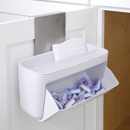 YouCopia 50838 DoorStash Dishwasher Pod Holder with Lid, Plastic, Speckled White