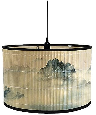 FANSU Lampenschirm fuir Tischlampe, Chinesischer Stil Lampenschirm Hängelampe Lampenabdeckung für E27 Stehlampe Tischlampe Deckenleuchte Wohnzimmer Moderner Deko (Blau,30x30x20cm)