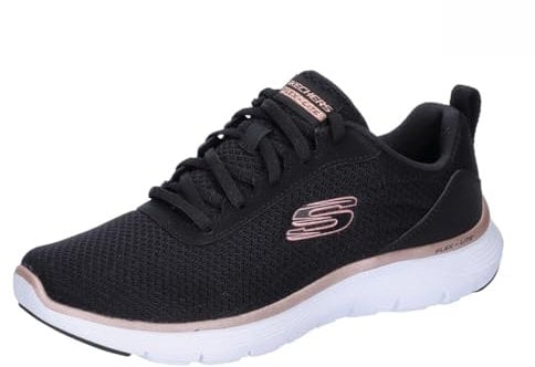 Skechers Femme Flex Appeal 5.0, Black Mesh Rose Gold Trim, 42 EU