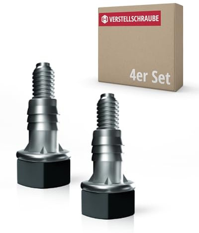Gedotec Verstellschraube M8 Stahl | 4 Stück | verstellbare Möbelfüße mit Einpressmuffe | M6x31 mm | mit Abdeckkappe in schwarz | Regulierschraube für unebene Böden | Möbelschraube | Sockelfuß