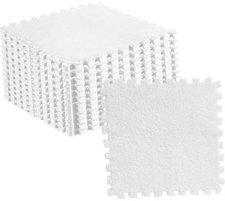 10 Stück 30 X 30 Cm/11,8 X 11,8 Zoll Plüsch-Puzzle-Schaumstoff-Bodenmatte, Rutschfeste Puzzle-Bereichsteppich-Spielmatte für den Zimmerboden (WHITE)