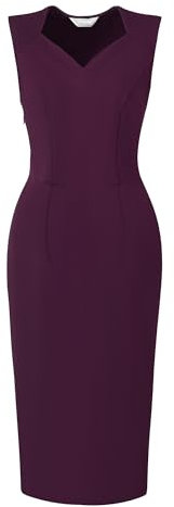 Hobemty Abiti Tubino Senza Maniche da Donna Elegante Abito a Tubino con Collo a Cuore Viola XL