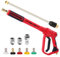 Pressure Washer Long Gun, Pressure Washer Lance with Replacement Wand Extension, M22 Fittings and Quick Connector, 5 Nozzle Tips, for Cleaning Cars, Walls and Windows