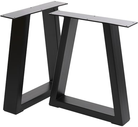 INMOZATA Tischbeine 2 Stück Trapezförmig Form Tischbeine Metall Schwarz Tischgestell mit Schrauben & Bodenschoner DIY Möbelfüße für Esstisch Schreibtisch Sitzbank Couchtisch L60XH71