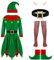 QiaoPkeb 6-teilige Frauen Urlaub Elfen Kostüm Samt Kleid Weihnachten Karneval Rollenspiel Elfen Hut Schuhe Ohrriemen Socken (L)