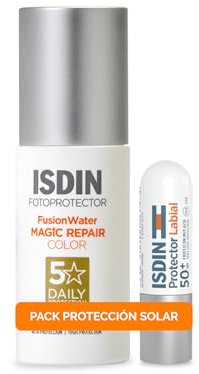 ISDIN Fusion Water Repair Color LSF 50 Sonnencreme und Lippenstift, LSF 50