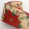 Italian Options Weihnachtsband, 63 mm breit, natürliches Leinen, roter Weihnachtsstern (10 m/Drahtrand)