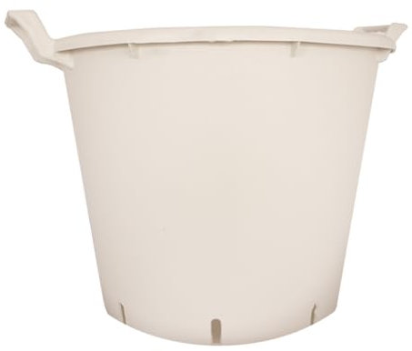 Genérico Maceta Redonda Blanca Exterior C-50 50L. Resistente no se Rajan ni se parten, Asas ergonómicas y Agujeros Laterales en el Fondo para desagüe.