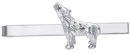 Asienice Motif Loup Pince à Cravate Fine en Acier Inoxydable pour Homme Argenté Pince à Cravate Convient aux Entreprises de Mariage