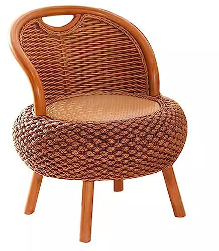 Handgefertigter Rattan-Sessel im japanischen Stil mit ergonomischer Rückenlehne für Zuhause und Büro