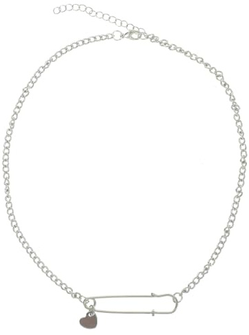 WRITWAA Kreative Büroklammer Halskette Damen Mit Strass Anhänger Feine Gliederkette Schlüsselbein Schmuck Für Party Alltag Geschenk