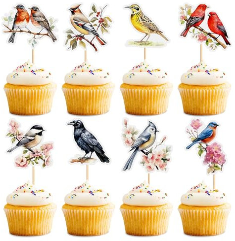 Blumomon 32 Stück Vogel Kuchen Kleine Tiere wirken lebendig Vogelkuchen ist auch süß Nachmittagstee Dekoration