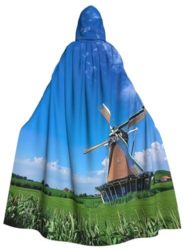 Yanglong Unisex Windmill Blue Print robes capes Adult Hooded Cloak for Halloween Death vampire Cosplay Costumes