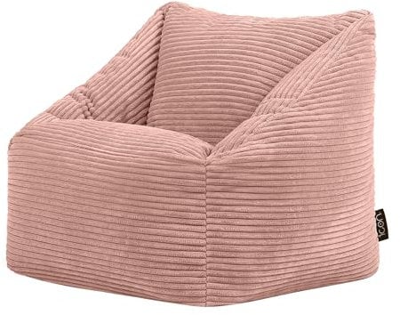 Icon Natalia Sitzsack Kinder, Rosa, Flauschiger Cord Stoff, Sitzsack Cord mit Füllung, Bequemer Kinder Sessel, Kuschelsessel, Lese Sessel, Schlafzimmer, Kinderzimmer, Spielzimmer