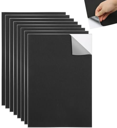 KASURE 8 PCS Paneles de Espuma autoadhesivos de 3 mm, Goma EVA Adhesiva Color Negro,Almohadillas Antideslizantes Autoadhesivas para Muebles con absorción de Impactos y Aislamiento acústico(21x30 cm)