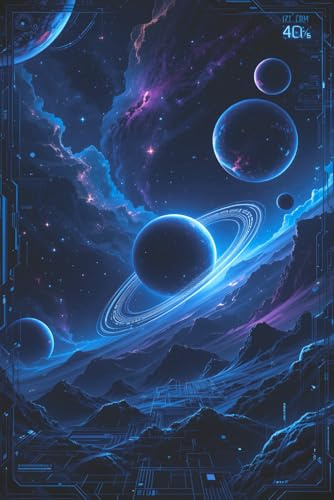 Space Notebook: Explore the Stars Journal, 120 blue page line paper