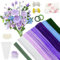 YSUVIN Pfeifenreiniger Blumen Set 885 Stück, Blau Lila Weiß Grün Pfeifenputzer zum Basteln mit Staubgefäße, Blumenstiel, Perlen, Fischschwanzgarn, Klebeband, Geburtstag Karte und Blumentasche