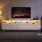 LERFAN Mobile TV con design curvo, bianco, lucido, porta armadio in vetro temperato, adatto per l'intrattenimento, camera da letto, soggiorno, 175 x 38 x 51 cm