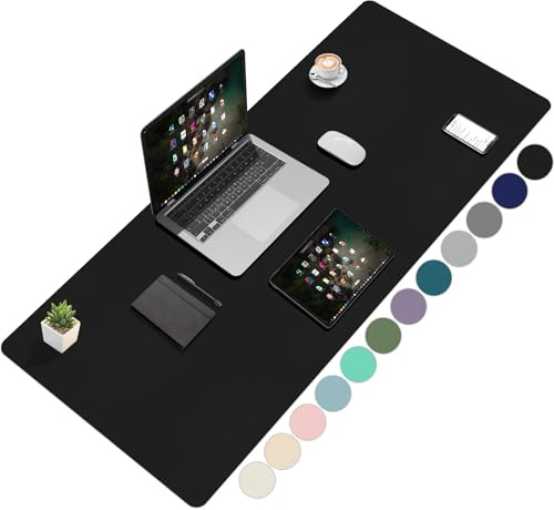 Zindoo Schreibtischunterlage Schwarz 120x60cm PU-Leder | Tischunterlage mit rutschfester Wildleder-Rückseite, Wasserfest & Kratzfest, Ideal für Büro, Home Office & Laptoparbeiten