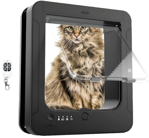 Mikrochip Katzenklappe Smart Katzentür mit 2 Sensorhalsbändern und 1 Fernbedienung Smart Automatische Elektronische Katzenklappe Tür Mikrochip Katzentür für Katzen & Kleine Hunde