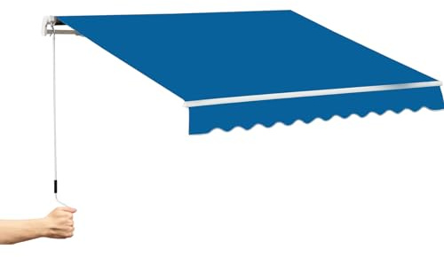 Toldo retráctil para exteriores de 4 x 1,5/4 x 2/4 x 2,5 m, toldo extensible de pared con manivela de aluminio y poliéster duradero para patios, balcones, jardines, parasoles