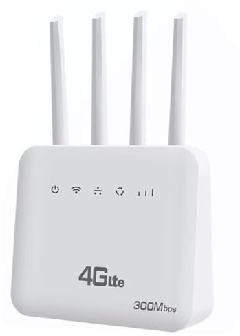 Asyduey Routeur WiFi 6 LTE 4G CPE avec Emplacement pour Carte SIM WiFi Modem 300 Mbps Antenne Booster Signal WiFi Router pour l'europe