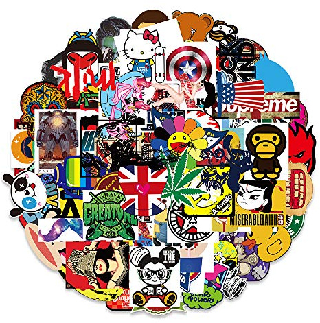 100 Stück Street Art Aufkleber Pack - Popkultur, Anime & Coole Logos für Wasserflasche Laptop Gepäck Motorrad, Skateboarding Aufkleber Aufkleber für Teenager Jungen Erwachsene