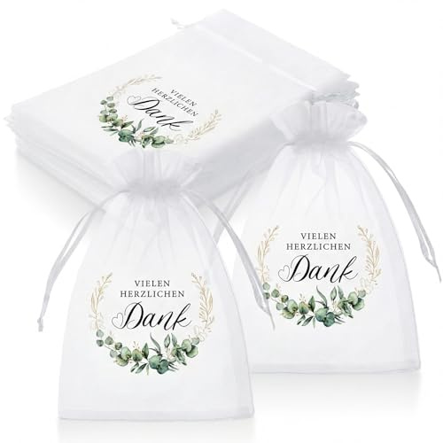 Hestya 30 Stk Vielen Herzlichen Dank Organzasäckchen Hochzeit Gastgeschenke | Organzabeutel, Geburtstag Mitgebsel, Geschenktüten zum Befüllen, Dankeschön Abschied Lehrer Erzieher, für Taufe Firmung