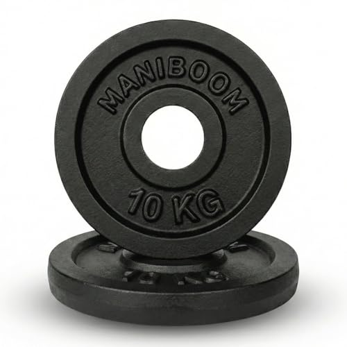 ManiBoom Discos de Pesas de Hierro Fundido (25mm) y Accesorios de Musculación – Sets de Placas y Barras para Gimnasio en Casa (Se Venden por Separado)