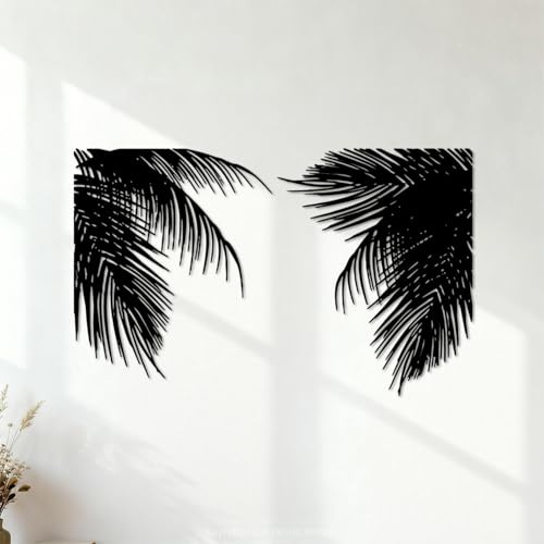 Wall Decals PVC Tropical Palm Tree Leaves Branches Palm Fronds Summer Beach Forest Landscape 54x86.8cm Car Body Decoration Black