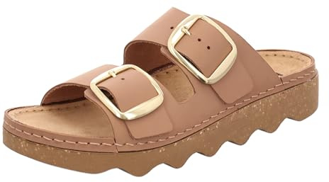 Rohde Damen Pantolette Leder Zweischnaller mit Plateausohle Alassio 6229