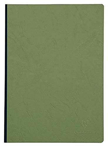 Clairefontaine 791463C - Notizbuch / Kladde Age Bag DIN A4 21x29,7 cm, liniert, 96 Blatt, 90g, geleimt mit Lederstruktur, mit bedruckten Vorsatzblättern, Grün, 1 Stück