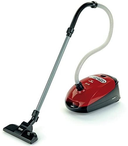 Theo Klein 6841 Miele Aspirateur 2+ I A piles avec effet sonore et fonction aspirante I Avec embout amovible et interrupteur factice I Dimensions : 19 cm x 35 cm x 12,5 cm I Jouet pour enfants à partir de deux ans