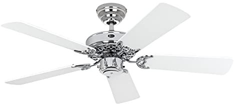 CasaFan | Deckenventilator CLASSIC ROYAL | Rotorblatt-Ø 1030 mm | Lack weiß/Chrom glänzend
