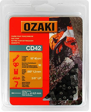 Ozaki – Sägekette .3/8 Zoll LP (Low Profile) – Stärke 1,3 mm (0,50 Zoll) – Hohlkammerprofil halbstätig – 56 Treibglieder