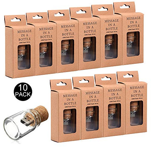 E.T. INSIDE 10 Piezas 16GB Memoria Flash USB 3.0 USB 16GB 3.0 Botella Pendrive Boda con Paquete Minorista