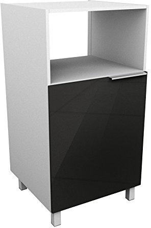 Berlioz Creations CD6MN Meuble Demi-Colonne pour Micro-Onde Noir Haute Brillance 60 x 60 x 118 cm