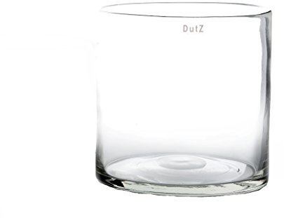 Dutz - Übertopf Vase Zylinder aus mundgeblasenem Glas clear handgeformt Höhe 18cm Durchmesser 18cm