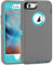 Crosstreesports iPhone 6 Case iPhone 6s Case Heavy Duty Shockproof Series Case for iPhone 6/6S (4.7)-V2 with Built-in Screen Protector Compatible with All US Carriers - Grey and Lt Blue