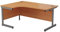 Office Hippo Heavy Duty Corner Desk, Strong & Reliable Workstation, Integrated Cable Ports, PC Desk For Office or Home - Beech Top / Silver Frame