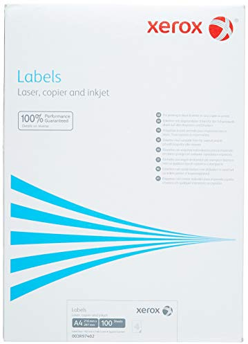 Xerox 003R97402 Etiketten 105 x 148 mm Schachtel mit 100 DIN A4 Bögen = 400 Etiketten abgerundete Ecken, weiß