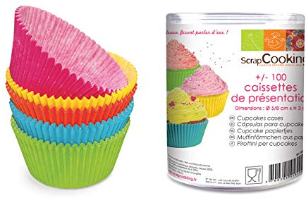 Scrapcooking 5041 +/- 100 Caissettes Couleurs Assorties, Papier apte au Contact Alimentaire, Multicolore, diamètre 5 cm - 8 x 3 cm