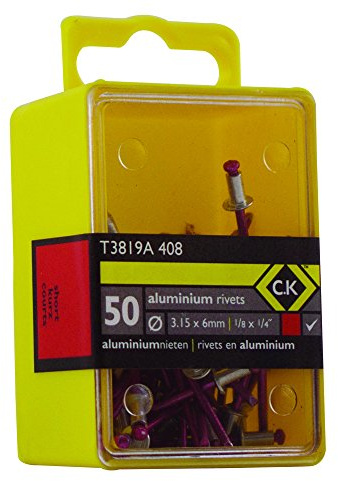 C.K T3819A 408 Aluminium Rivets, Silver, 3.15 x 6 mm 1/8-Inch, Set of 50 Piece