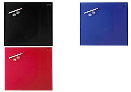 Nobo Glass Whiteboard, Magnetic, 450 x 450 mm Square Tile Design, Includes Glassboard Marker, Magnets and Fitting Kit, Blue, 1903953