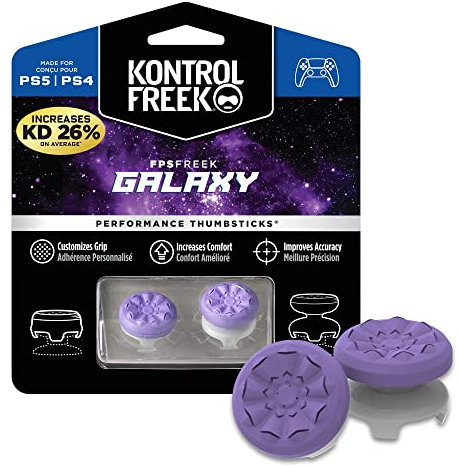 KontrolFreek FPS Freek Galaxy Lila für PlayStation 4 (PS4) und PlayStation 5 (PS5) | Performance Thumbsticks | 1 x Hoch, 1 x Mittel | Lila